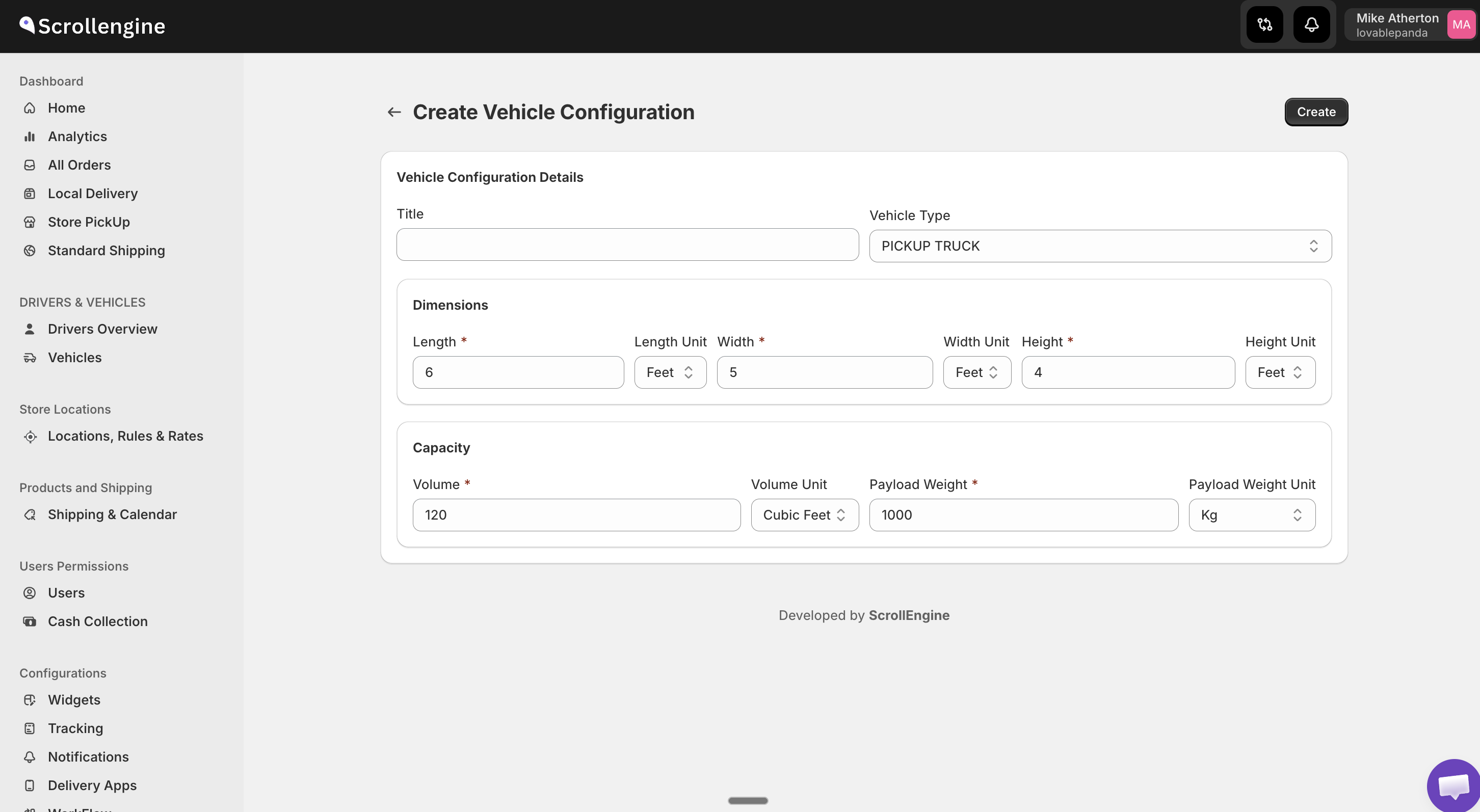 Create vehicle configuration preset
